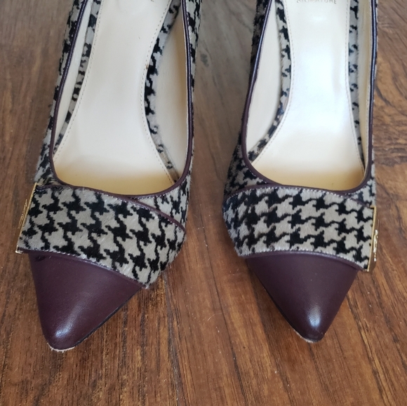 VINCE CAMUTO sz 9 STILETTO PORSPERA, BROWN HOUNDSTOOTH - Picture 3 of 16